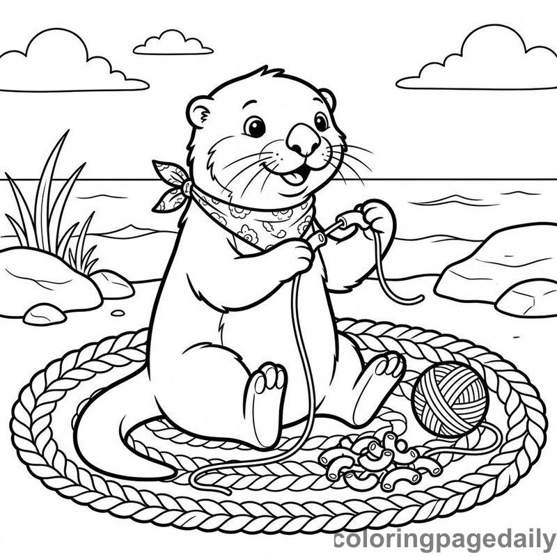 Sea Otter Macaroni Necklace - Daily printable coloring page in Animals category