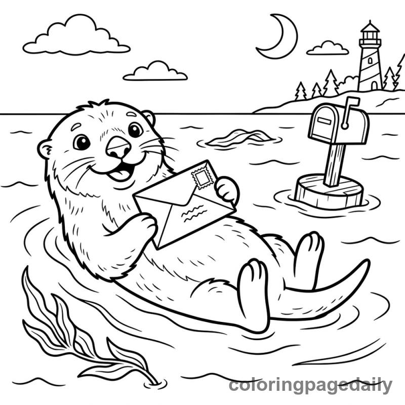 Sea Otter Mailing Letter - Daily printable coloring page in Animals category