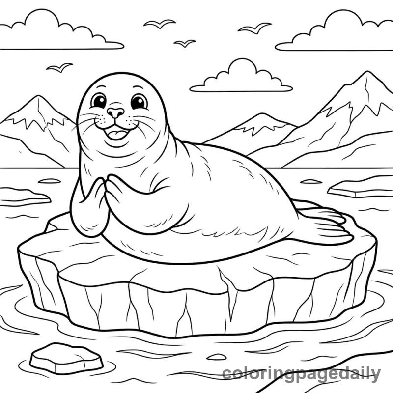 Seal Clapping Flippers - Daily printable coloring page in Winter and Snow Season category