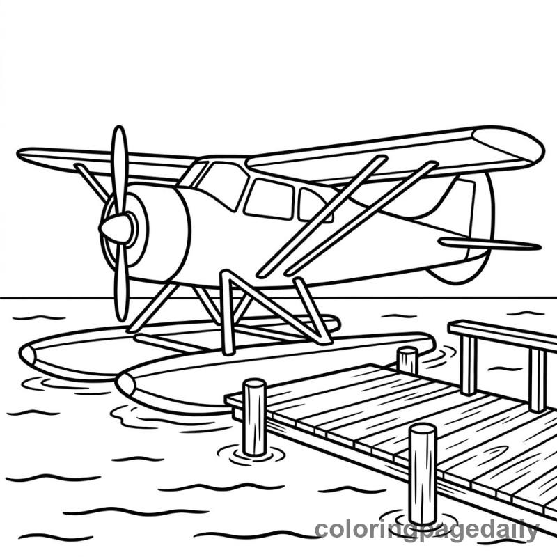 Seaplane Water Landing - Daily printable coloring page in Vehicle category