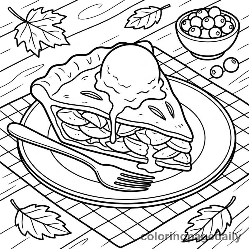 Slice of Apple Pie - Daily printable coloring page in Thanksgiving category