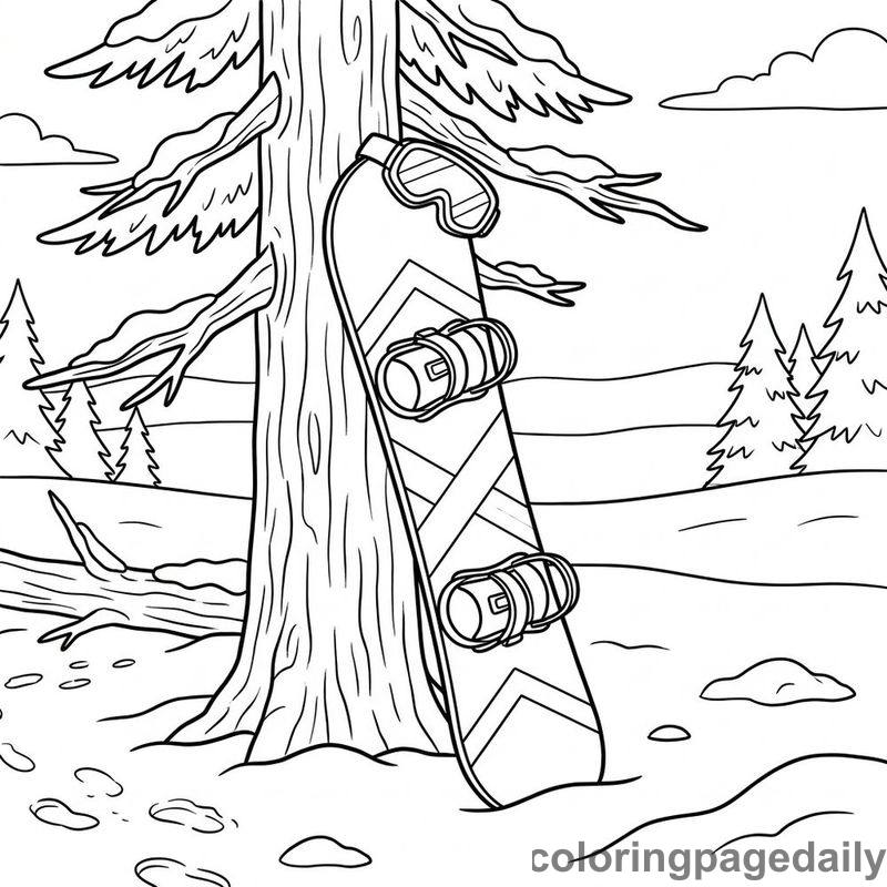 Snowboard And Goggles - Daily printable coloring page in Winter and Snow Season category