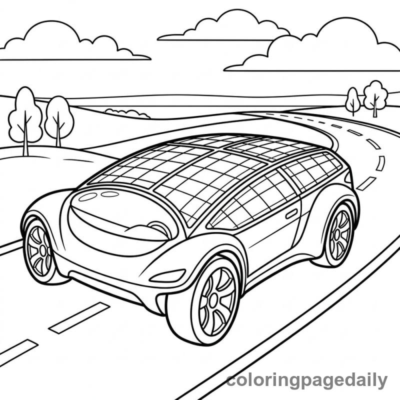 Solar Powered Car - Daily printable coloring page in Vehicle category