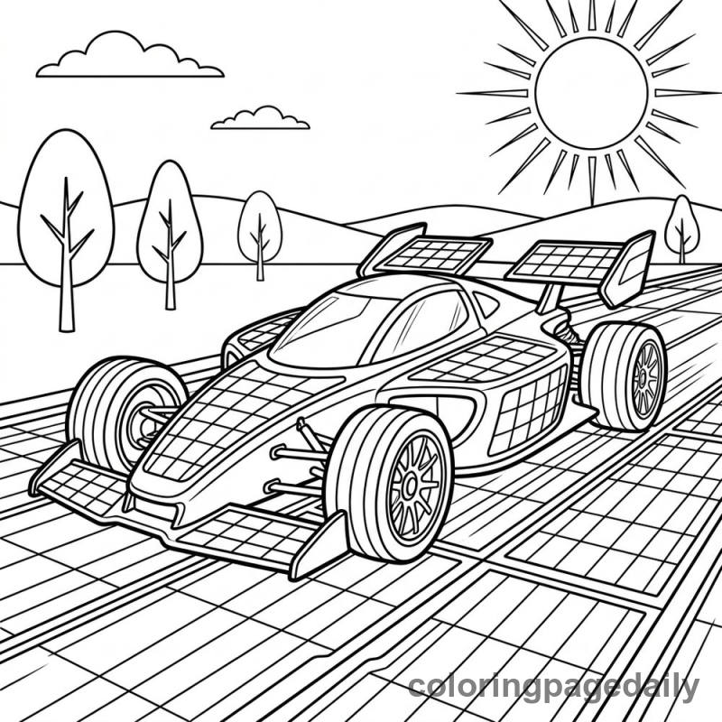 Solar Powered Race Car - Daily printable coloring page in Vehicle category