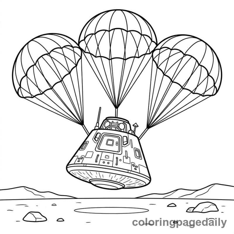 Space Capsule Landing - Daily printable coloring page in Space category
