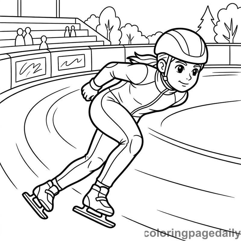 Speed Skater Racing Track - Daily printable coloring page in Sports category