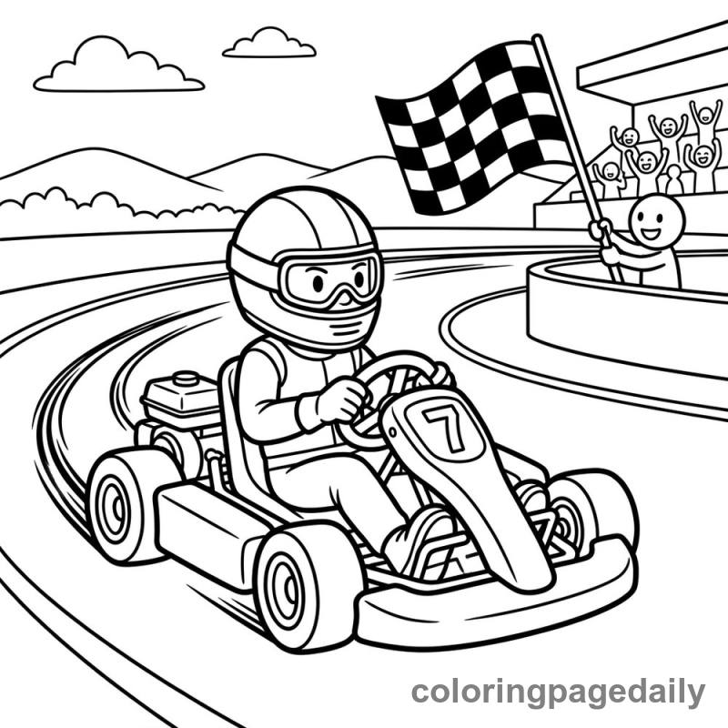 Speedy Go-Kart Racing - Daily printable coloring page in Vehicle category