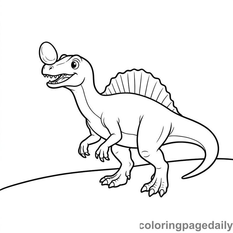 Spinosaurus Balancing River Rock - Daily printable coloring page in Dinosaur category