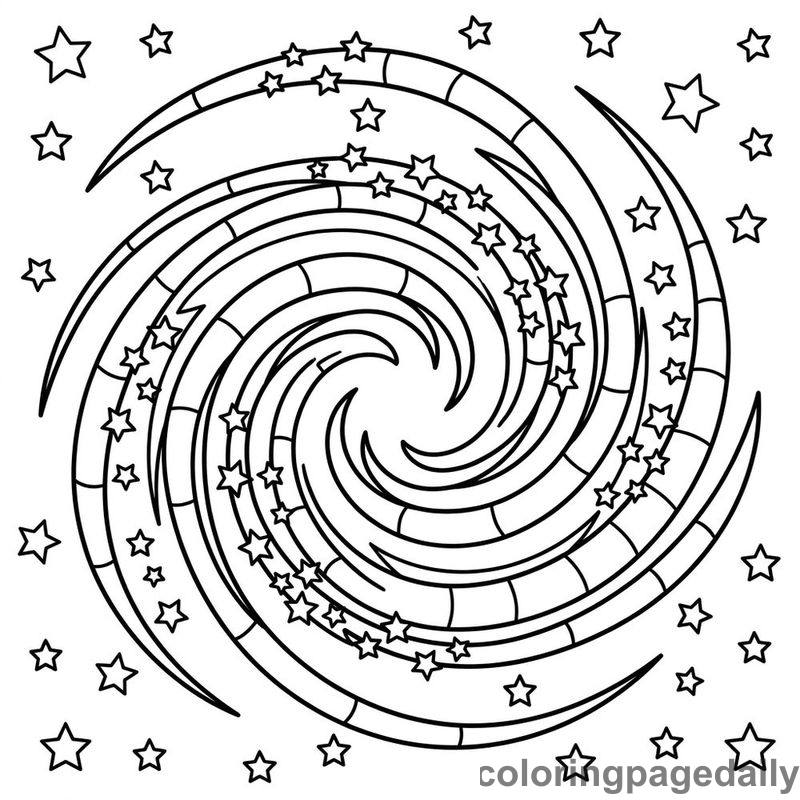 Spiral Galaxy Swirling In Space - Daily printable coloring page in Space category