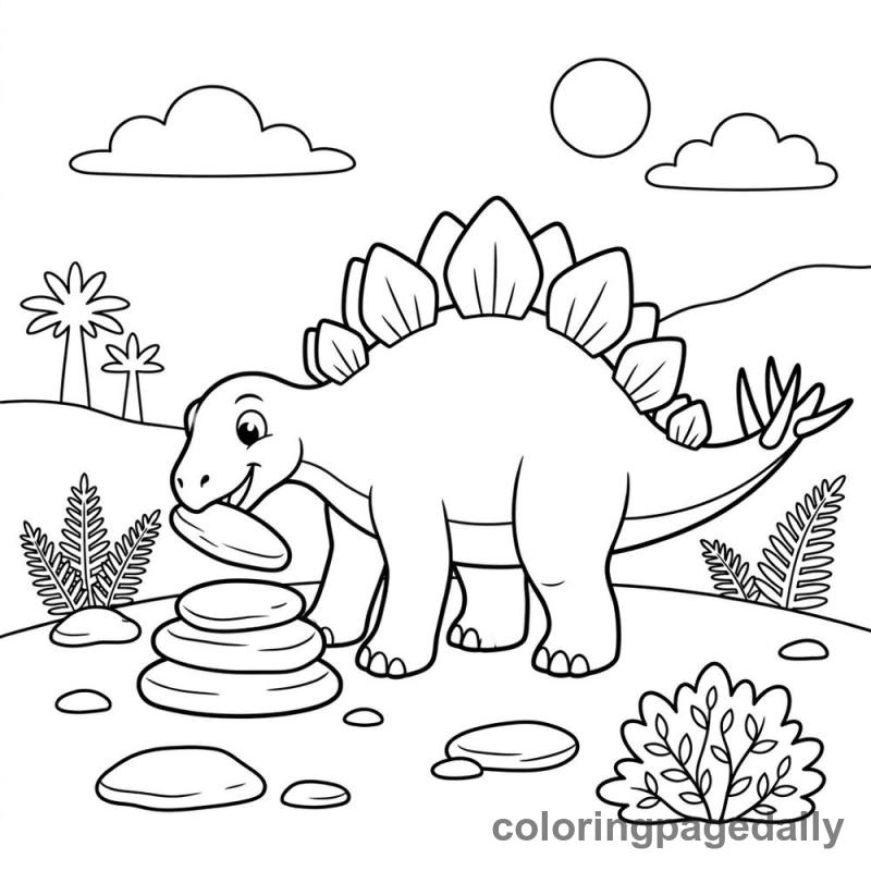 Stegosaurus Stacking Stones - Daily printable coloring page in Dinosaur category