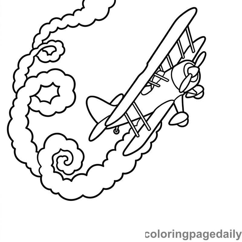 Stunt Biplane Vertical Climb - Daily printable coloring page in Vehicle category