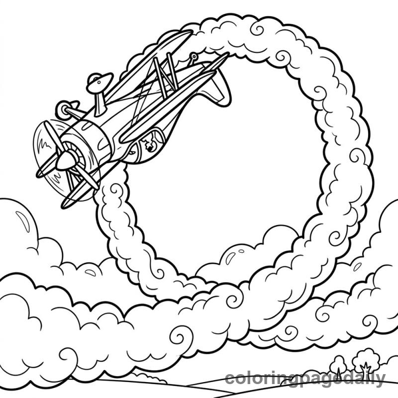 Stunt Plane Loop - Daily printable coloring page in Vehicle category