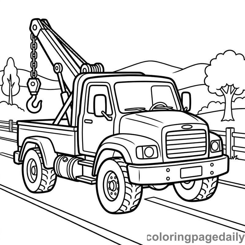 Sturdy Tow Truck - Daily printable coloring page in Vehicle category
