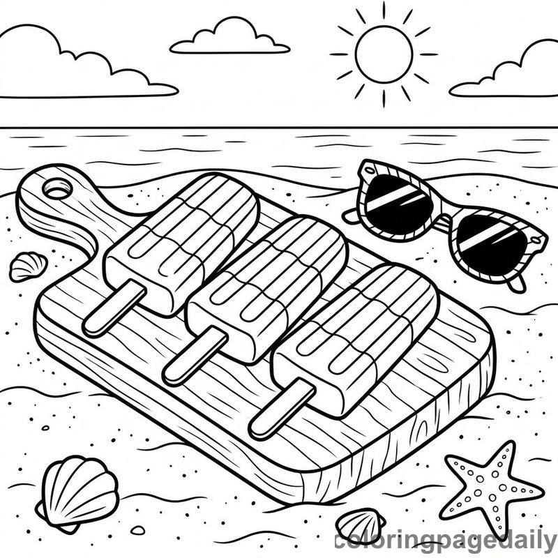 Summer Fruit Popsicles Relaxation - Daily printable coloring page in Summer Vacation category