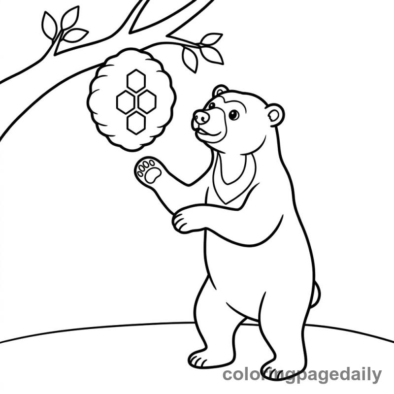 Sun Bear Honey Discovery - Daily printable coloring page in Animals category