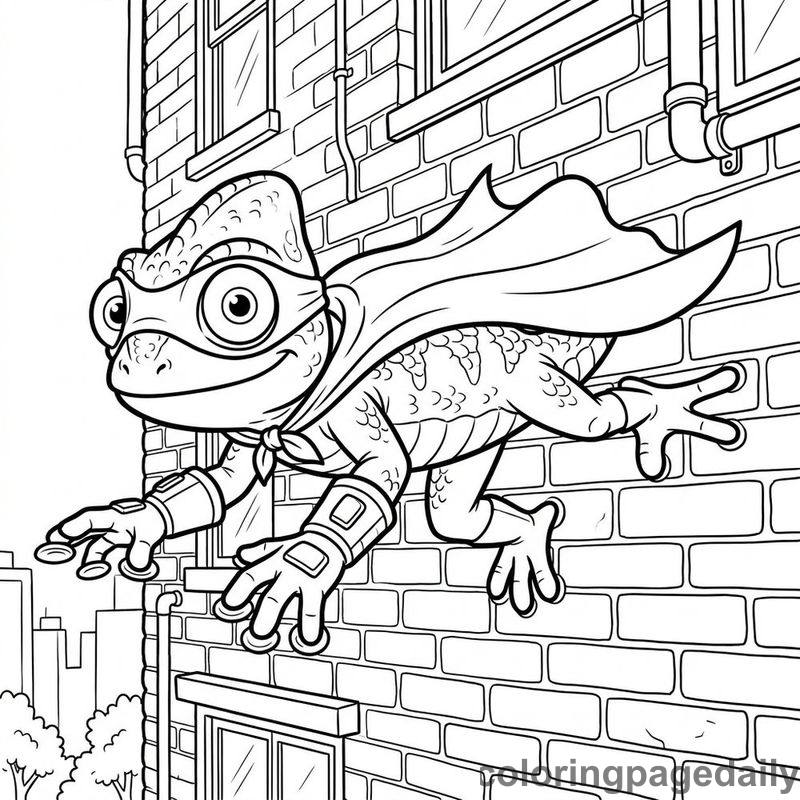 Superhero Chameleon Wall Crawling - Daily printable coloring page in Superheroes and Action category