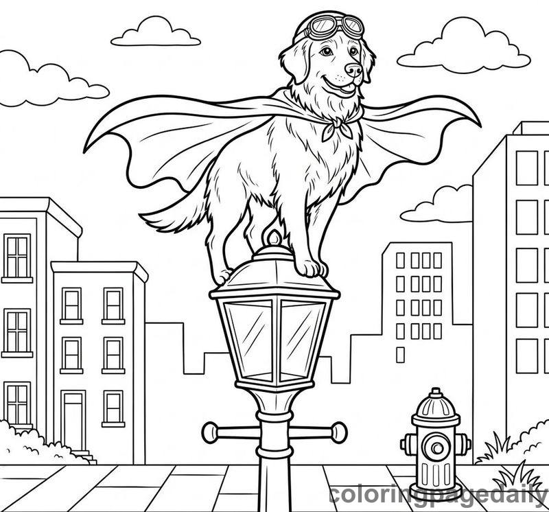 Barnaby the Brave: The Golden Guardian of Brightburg - story illustration coloring page