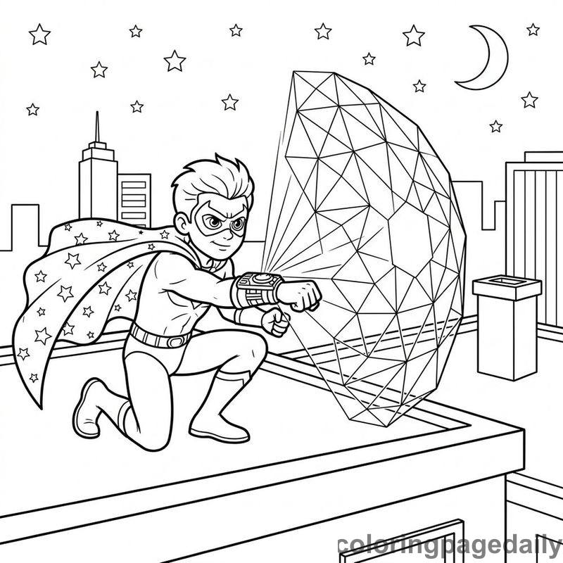 Superhero Projecting Energy Shield - Daily printable coloring page in Superheroes and Action category