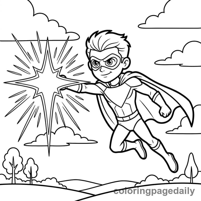 Superhero Projecting Star Shield - Daily printable coloring page in Superheroes and Action category