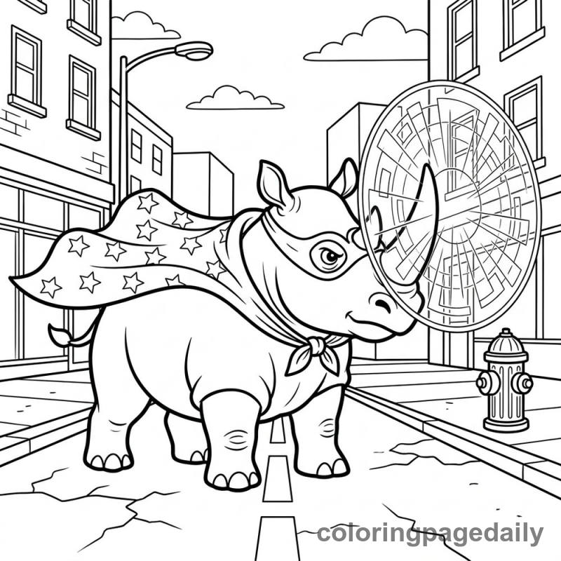 Superhero Rhino Energy Shield - Daily printable coloring page in Superheroes and Action category