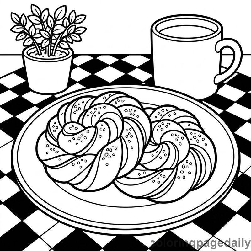 Swedish Cinnamon Buns - Daily printable coloring page in Food category