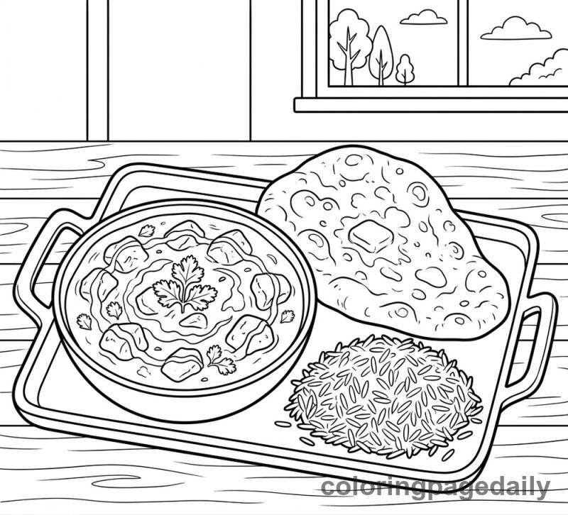 Tasty Indian Butter Chicken - Daily printable coloring page in Food category