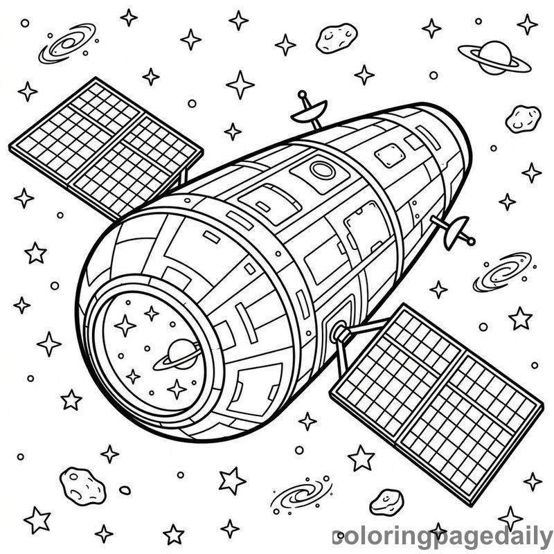 Teardrop Space Observatory Module - Daily printable coloring page in Space category