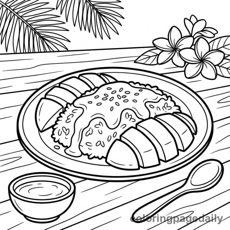 Thai Mango Sticky Rice - Daily printable coloring page in Food category