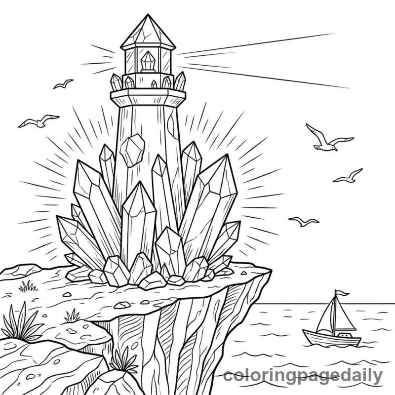The Crystal Lighthouse - Daily printable coloring page in Scenery category