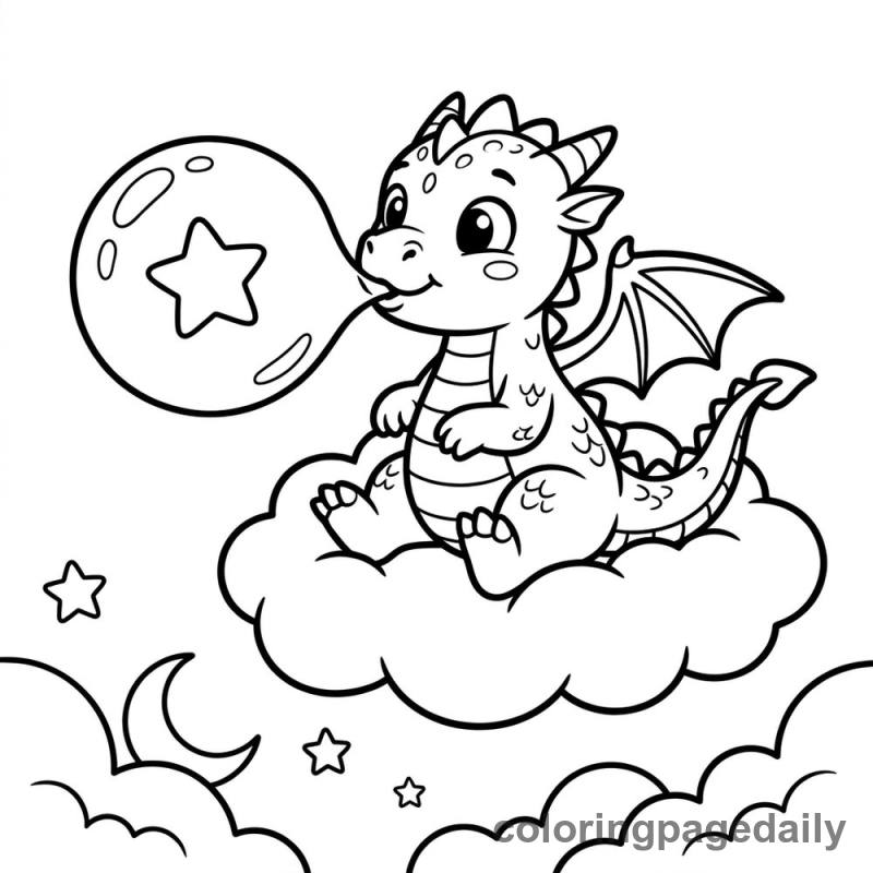 Sparky’s Magical Star-Bubble Adventure - story illustration coloring page