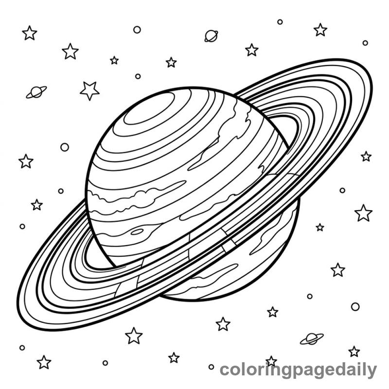 The Planet Saturn's Rings - Daily printable coloring page in Space category