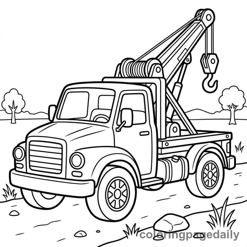 Tow Truck Ready - Daily printable coloring page in Vehicle category