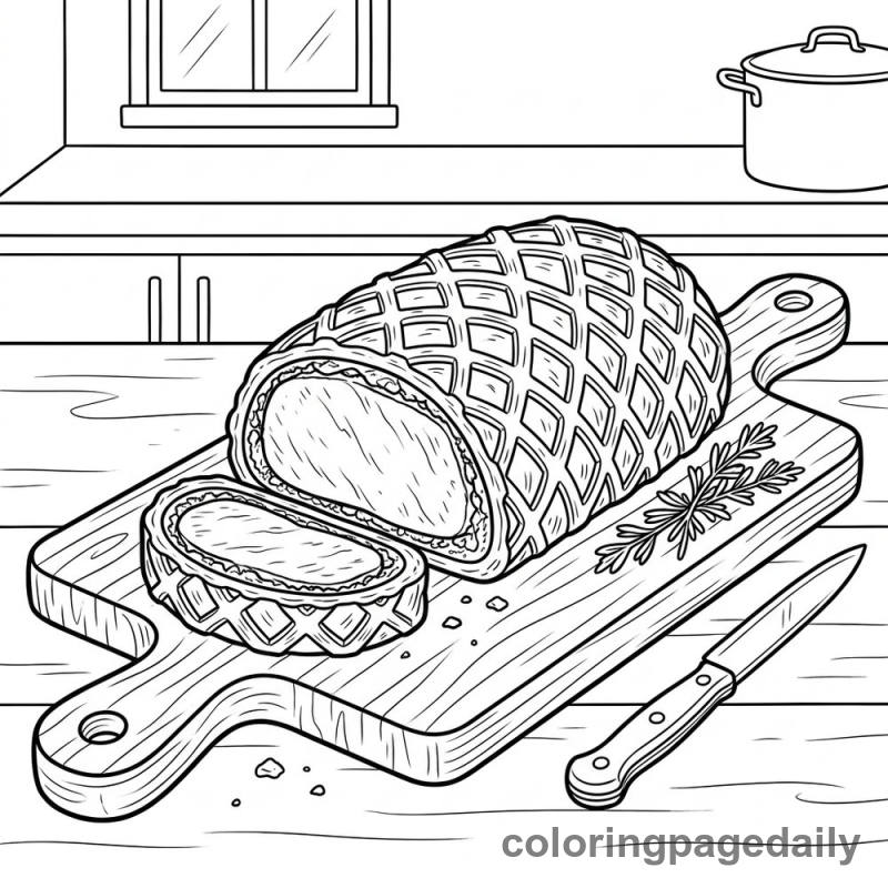 Traditional Beef Wellington - Daily printable coloring page in Food category