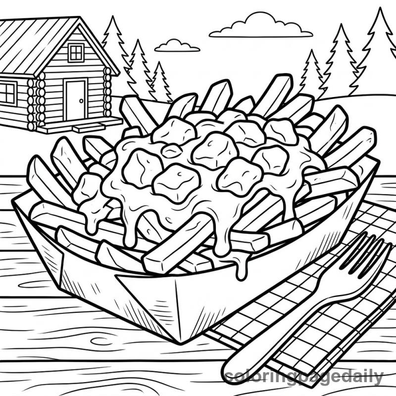 Traditional Canadian Poutine - Daily printable coloring page in Food category