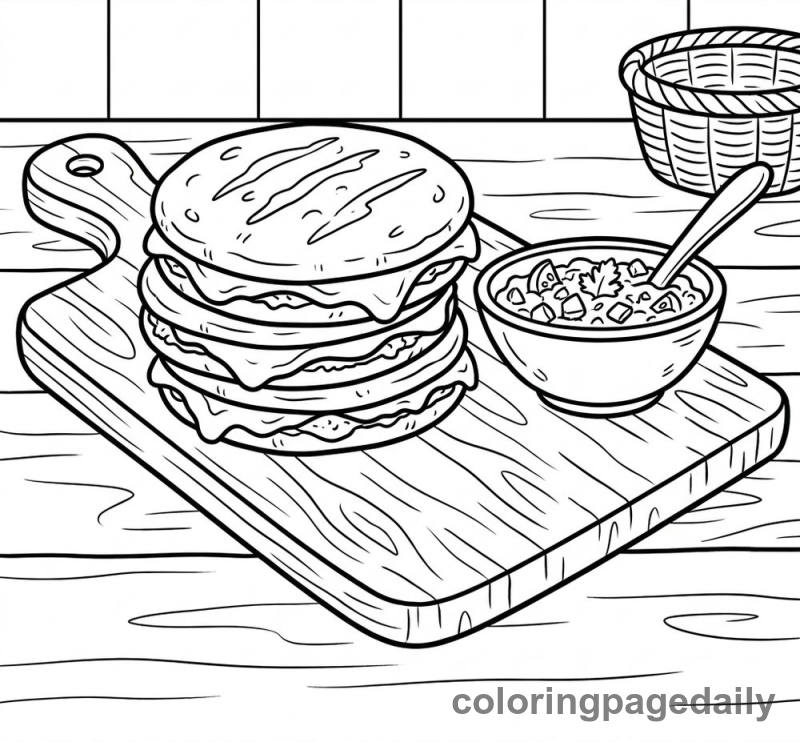 Traditional Colombian Arepas Board - Daily printable coloring page in Food category