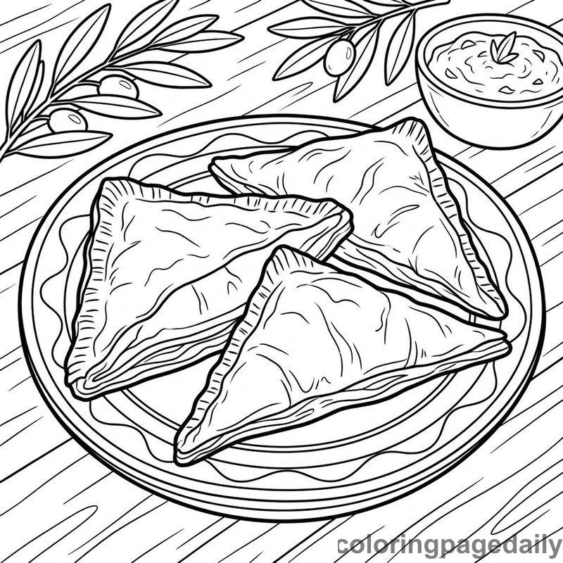 Traditional Greek Spanakopita - Daily printable coloring page in Food category