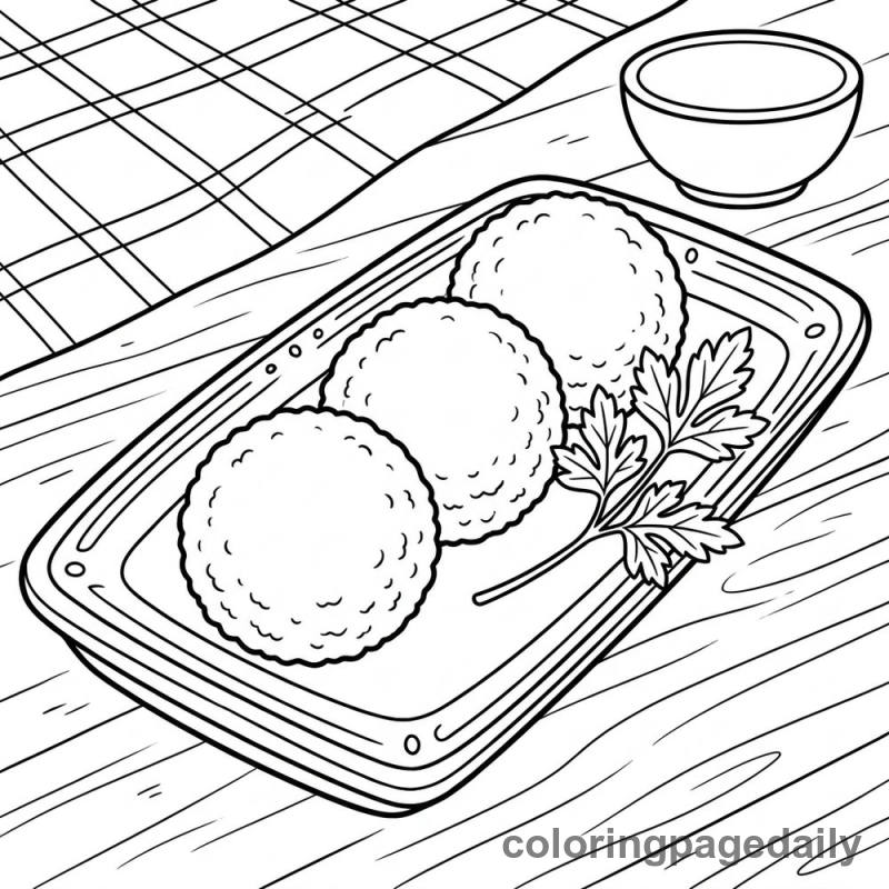Traditional Italian Arancini Plate - Daily printable coloring page in Food category