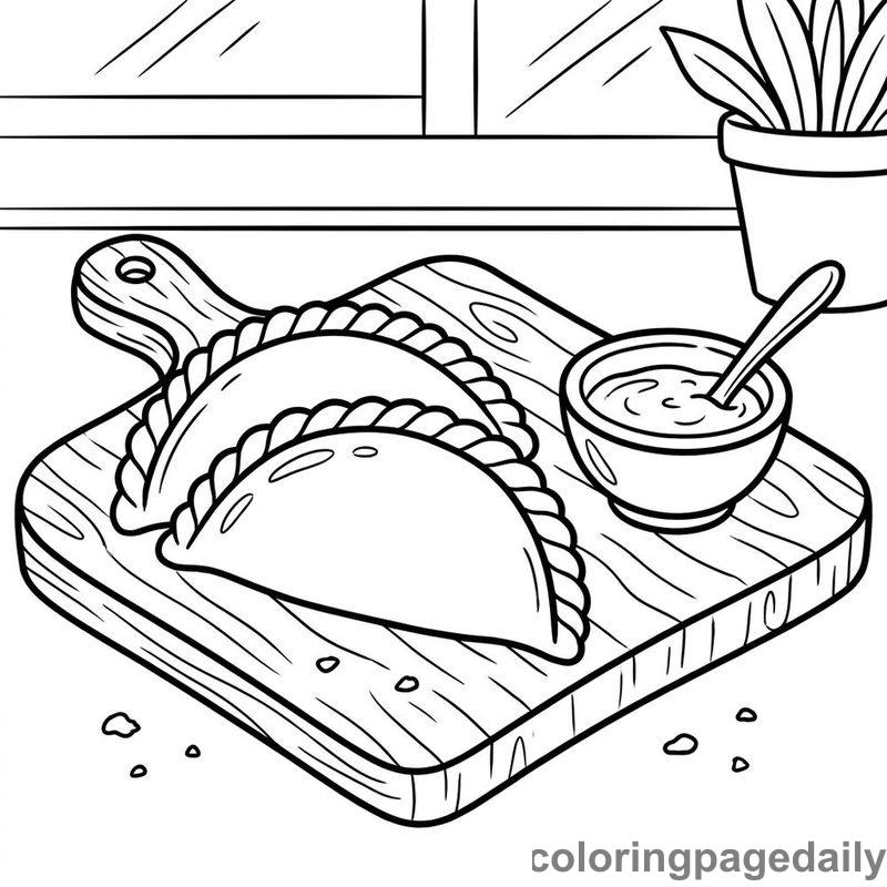 Traditional Peruvian Empanadas Board - Daily printable coloring page in Food category