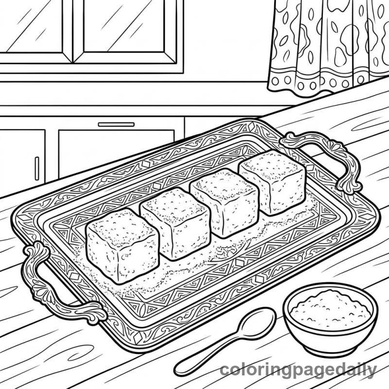 Turkish Delight Candy Tray - Daily printable coloring page in Food category