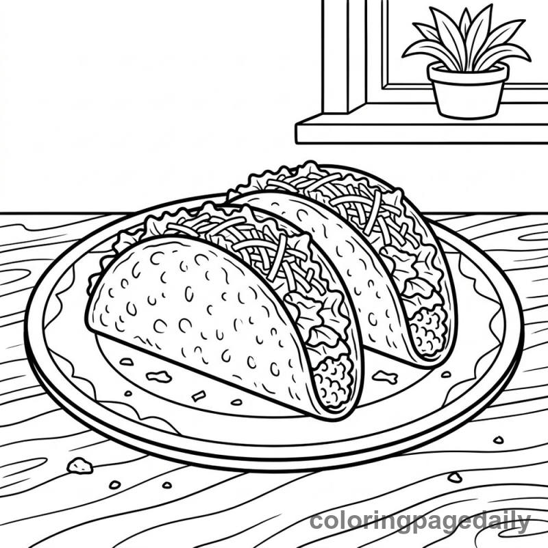 Tasty Taco Tuesday - Daily printable coloring page in Food category