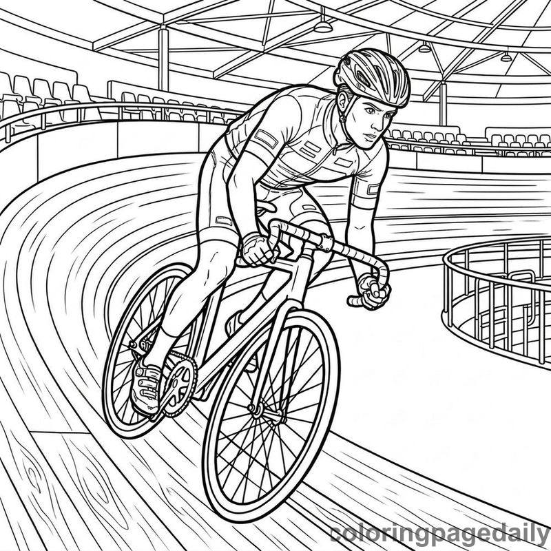Velodrome Track Cycling - Daily printable coloring page in Sports category