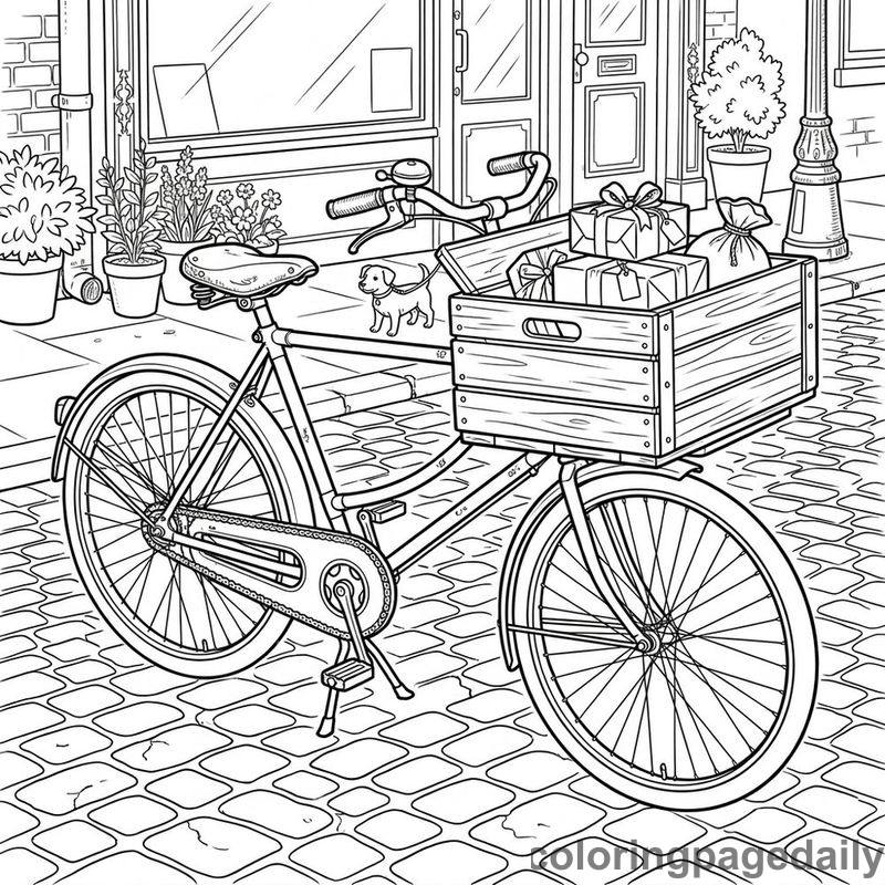 Vintage Cargo Delivery Bicycle - Daily printable coloring page in Vehicle category