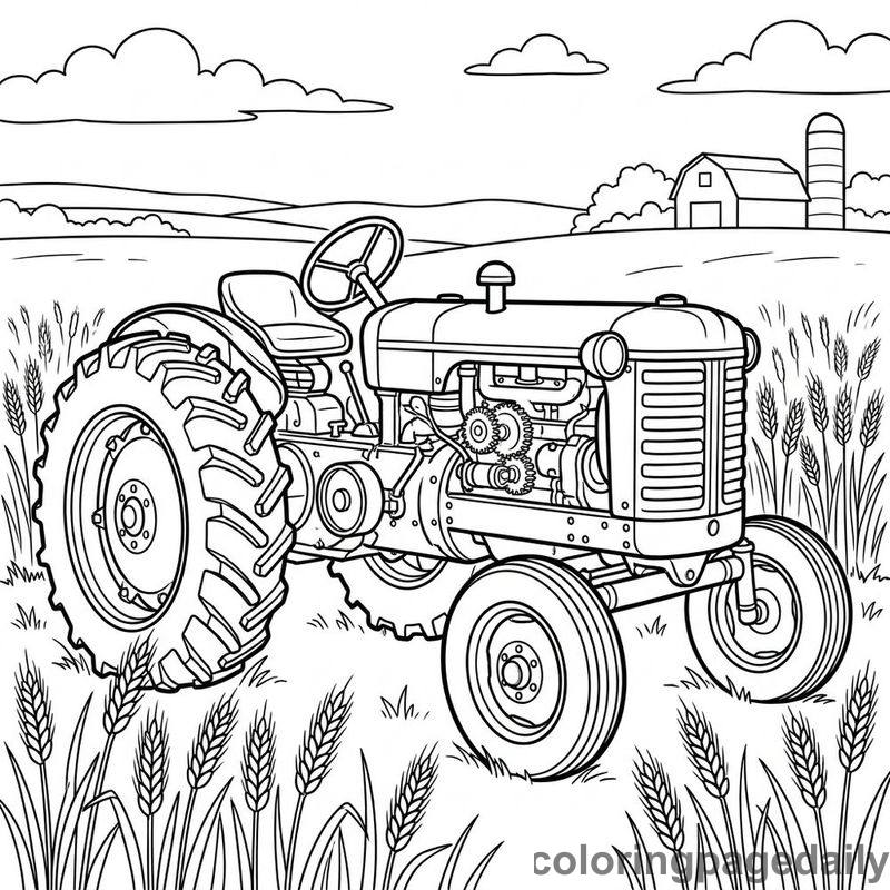 Vintage Farm Tractor - Daily printable coloring page in Vehicle category