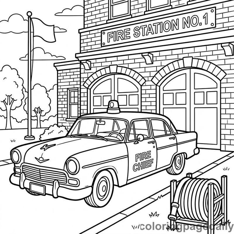 Chief Rusty’s Brave Red Leader - story illustration coloring page