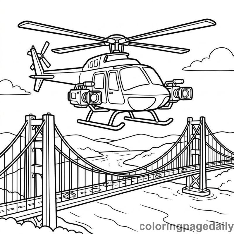 Vintage News Helicopter Hovering - Daily printable coloring page in Vehicle category