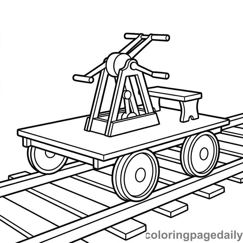 Vintage Railroad Handcar - Daily printable coloring page in Vehicle category