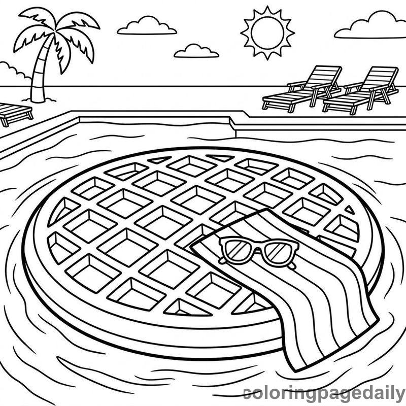 Waffle Pool Float Relaxation - Daily printable coloring page in Summer Vacation category