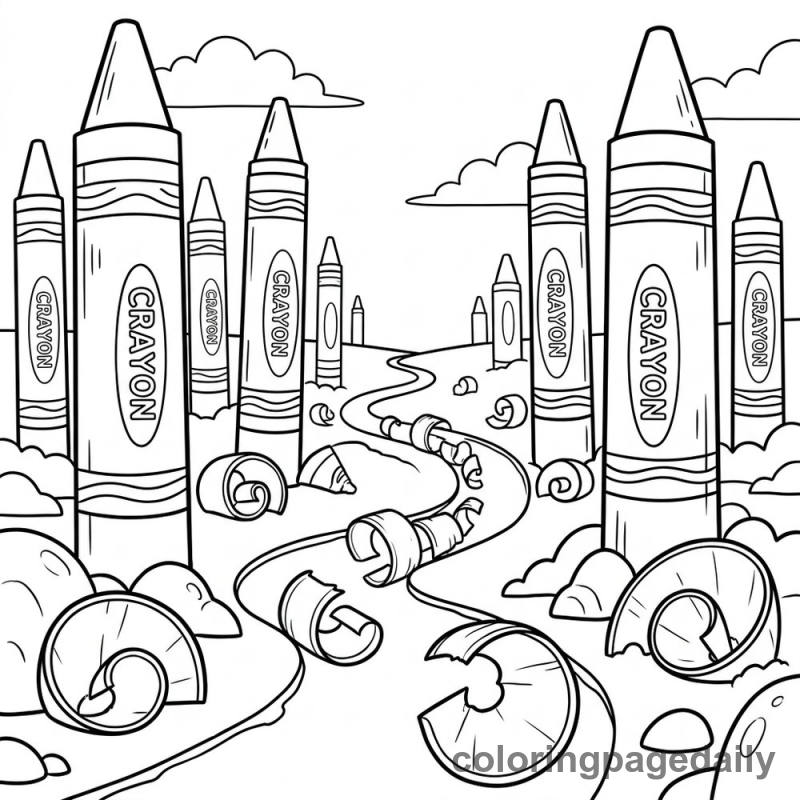 Walking Through the Crayon Forest - Daily printable coloring page in Scenery category