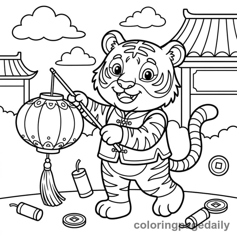 Year Of The Tiger - Daily printable coloring page in Chinese New Year category